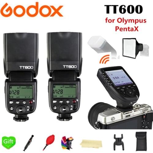 2X Godox TT600 TT600S 2.4G Wireless X System TTL 1/8000s Flash Speedlite + Xpro-O Transmitter Trigger for Olympus PentaX Camera