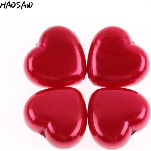 70Pcs/Lot Valentines Day Style 25mm Red Color Heart Acrylic Pearl Chunky Beads For Handmade Jewelry KQWB-517777