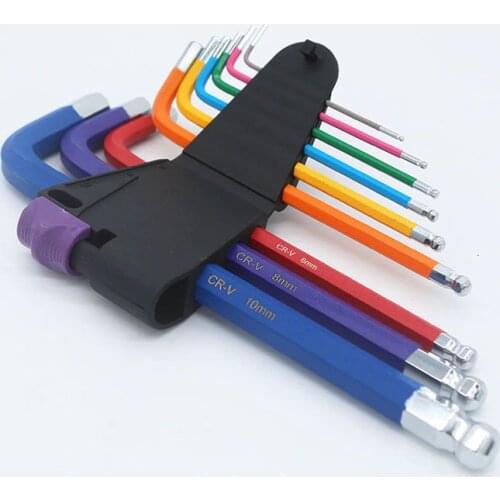 9Pcs Color Coded Ball-End Hex Allen Key L Wrench Set Torque Long Metric With Sleeve Hand Tools Bicycle Accessories 1.5mm-10mm