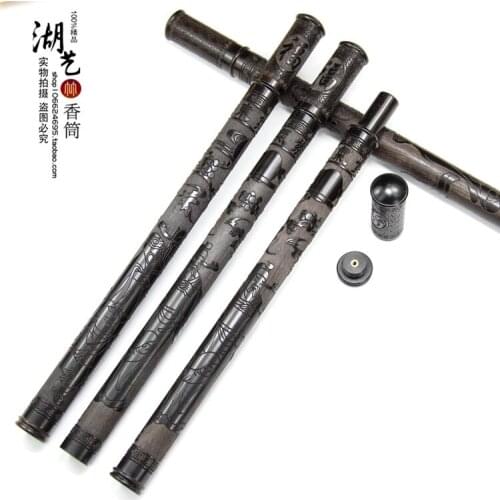 Fragrant incense tube wholesale ebony anaglyph sabingga sukdun dergici jimbi mouth pull long cylinders with incense inserted
