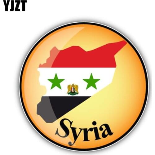 YJZT 12.8CM*12.8CM Car Sticker Syria Map Flag Motorcycle Helmet Decal Car Accessories 6-1343