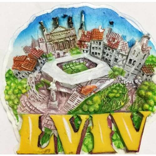 BABELEMI 1pcs NEW Ukraine Lviv Fridge Magnet Tourism Souvenir Resin Magnets for Refrigerators for Home Decoration Accessories