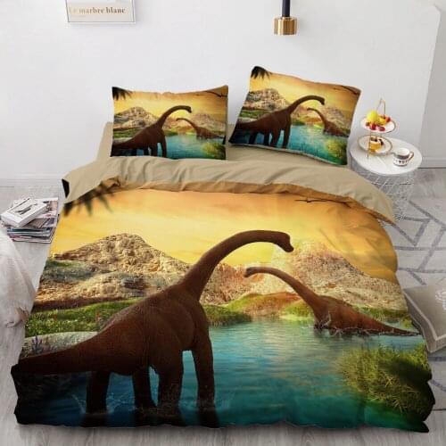 Bedding Sets 3D Custom Duvet Quilt Cover Set Comforter Bed Linen Pillowcase King Queen Full 180x210 Animal Dinosaur Home Texitle