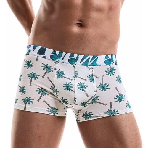 Modal Cartoon Elk Maple Leaf Print Man Fashion Underwear Personality Soft Breathable Male Boxers Cueca Calzoncillos Underpants