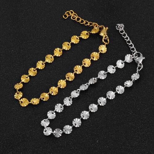 Stainless Steel Handmade Chain Gold Round Bracelet High Quality Mens and Womens Jewelry