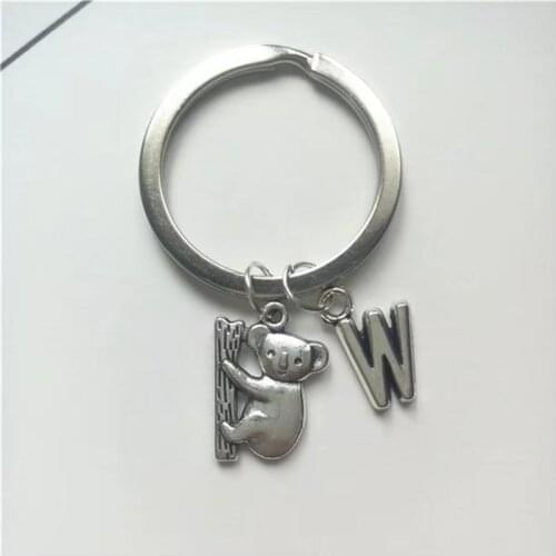 Koala Bear Charm Initial Keyring / Keychain, Koala Keyring, Initial Jewelry, Cute Pendant