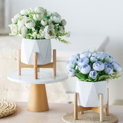 Nordic emulation flower set ceramic hemp rope vase rose emulation plant potted home decoration false flowerpot