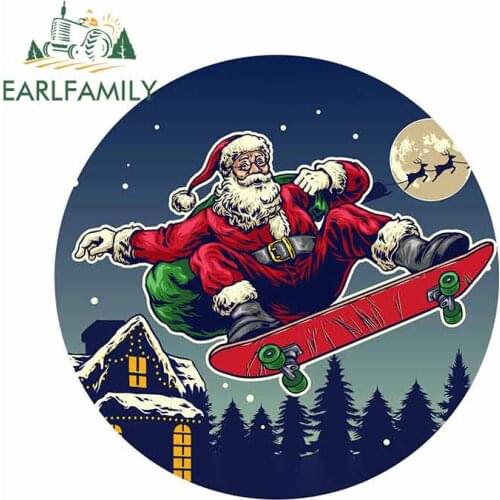 EARLFAMILY 13cm x 13cm for Funny Skateboarding Santa Creative Car Sticker Fashion Occlusion Scratch 3D Hip Hop Personality Decal