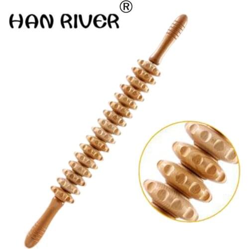 HANRIVER High quality meridian rod body massage roller pounded his waist back massage neck leg wooden massager hot sales
