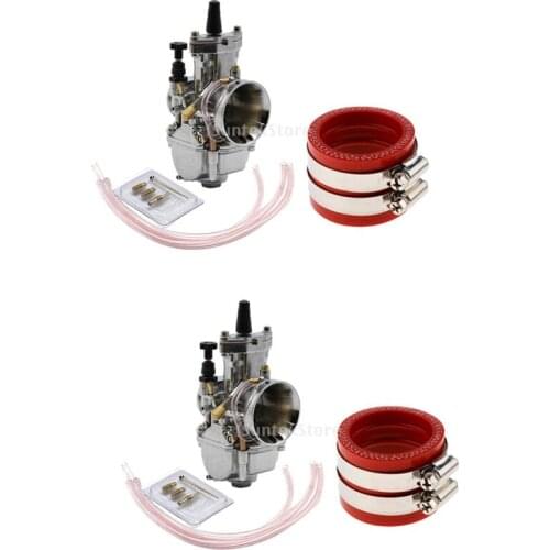 4Pcs PWK OKO KOSO 32mm Carburetor with Power Jet & 32/34mm Carb Interface Adapter for Yamaha YFM660 ATV UTV