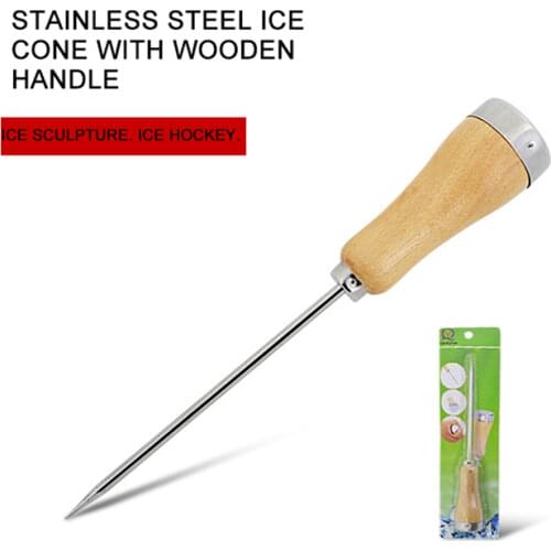 Ice Pick Punch Stainless Steel Safety Wooden Handle Kitchen Tool Manual Non-Slip Ice Crusher Portable Bar Carving Tools N H3