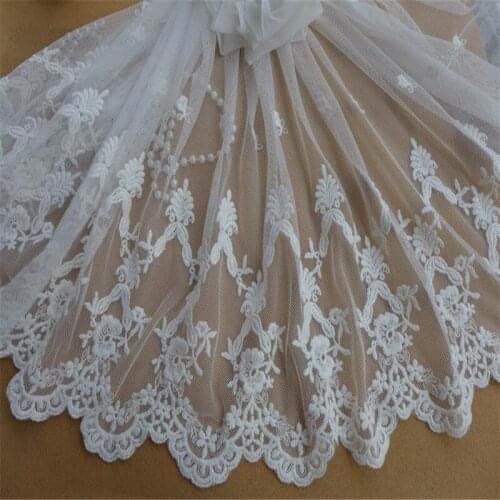 Vintage white 100% cotton embroidery lace trimming french lace ribbon Soft Tulle Lace fabric DIY sewing Accessories 1 yard