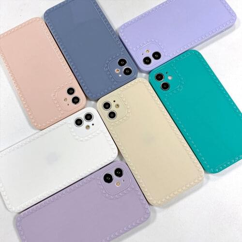 Cases for iPhone 12 Silicone Frame Painted Cases for iPhone 12 11 Pro Max 8 7 6 Plus XR X XS Max 6 6S 12Mini Heart Candy Color
