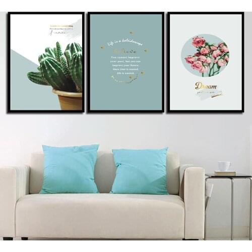 Cactus Rose and Dream 3p KIT Canvas Painting Modern Home Decoration Living Room Bedroom Wall Decor Picture