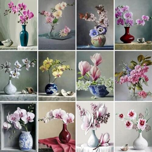 GATYZTORY DIY Oil Painting By Numbers Kit Flowers Acrylic Wall Art Picture Painting & Calligraphy For Home Decor 40x50cm