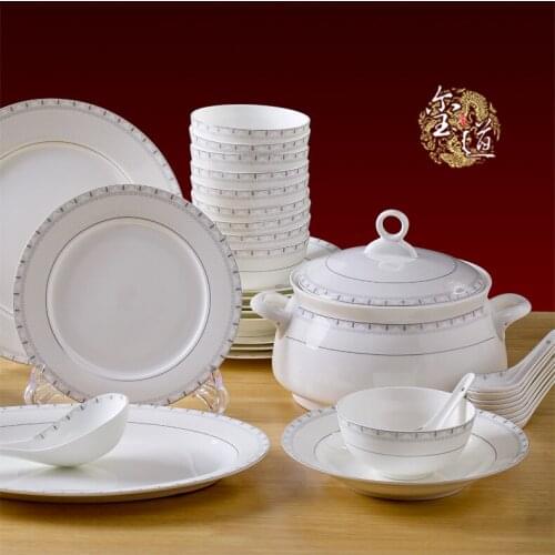 Bowl set 56 head bone china tableware sets Jingdezhen ceramics European dishes dish housewarming gifts
