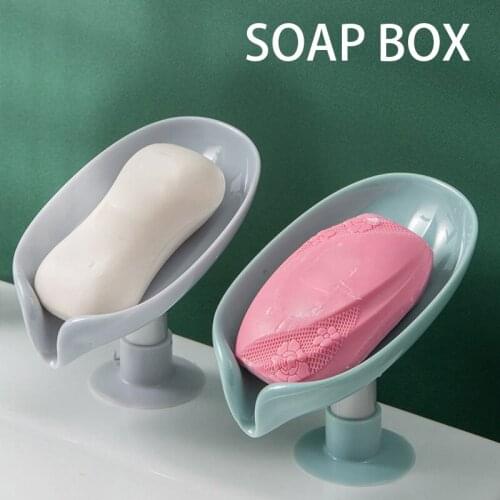 Newly Bars Soap Holder Leaf Shape Self Draining Soap Holder with Suction Cup Creative Soap Box Perforation-Free Bathroom Use