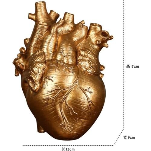 Novelty Anatomical Heart Flower Vase Resin Human Heart Sculpture Flower Pot Desktop Ornament Home Decoration 2021 Creative Gifts