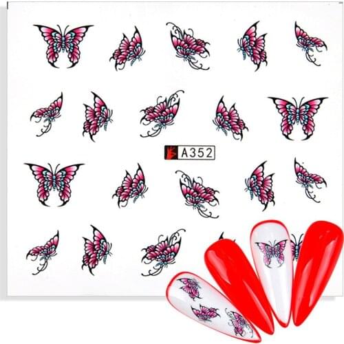 2021 New Arrival Water Transfer Nail Stickers insect Butterfly Decal Wraps Watermark Slider For Nail Decor Manicure Colorful Tip