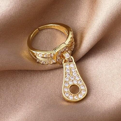 Punk Zipper Design Opening Adjustable Ring Leisure and Versatile Fashion Personality INS Tide Zipper Index Finger Rings Women