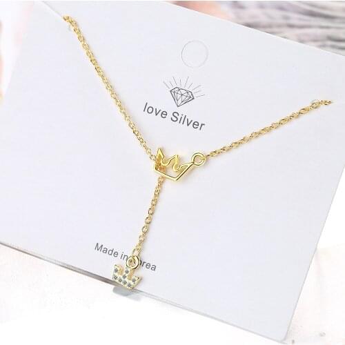Necklace female clavicle chain simple crown pendant niche design fashion accessories