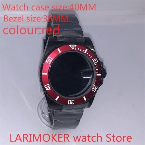 Suitable for NH35 NH36 Miyota 8215 40mm 904L stainless steel housing, sealed black back cover, with rotating bezel red