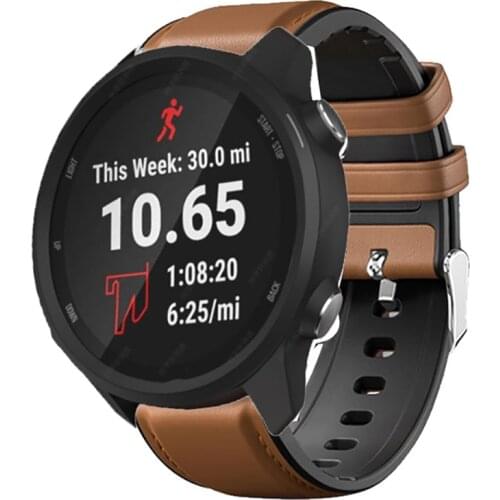 Leather+SIlicone Watch Strap For Garmin Vivoactive 3 Vivoactive HR Bracelet Replacement For Garmin Forerunner 245 645 Watchband