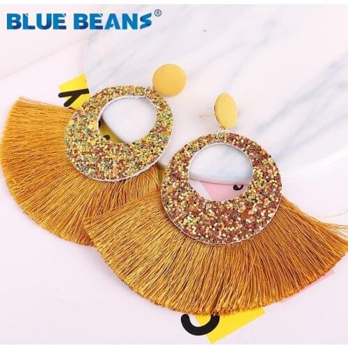 2019 tassel Earrings Fashion Shining Women Boho Drop Big Long Earring Multicolor Handmade Statement Bohemian Dangle Accessories
