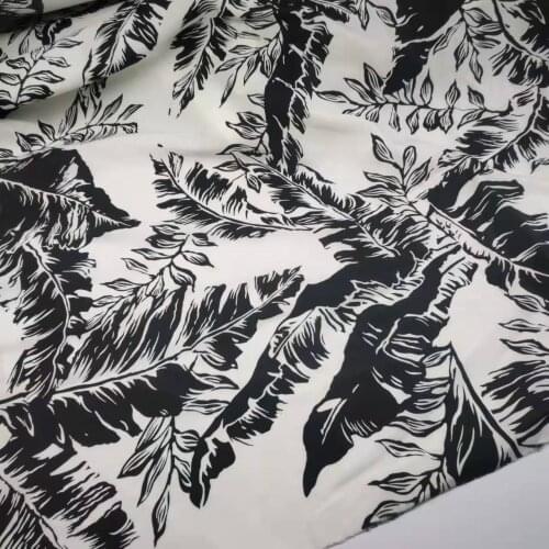 Printed Polyester Chiffon Fabric Custom-made Stretchy Fabric Big Banana Leaf Printed Chiffon