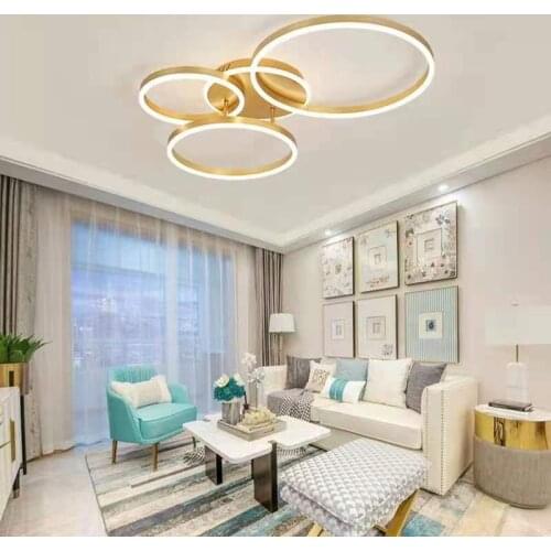 Modern loft chandeliers 1 2 3 4 5 Ring led chandelier with remote kitchen living room gold brown luxury ceiling chandelier