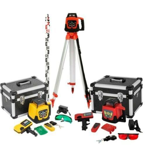 Laser Level Leveling Construction Measuring Kit With A 1640.42 ft/500m Working Distance And 360-Degree + Tripod + Staff Kit