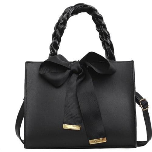 New Ladies Shoulder Bag Handbag PU Leather Women Messenger Bag Brand Designer Bolsa Ladies Handbag Small Ribbon Hair Ball