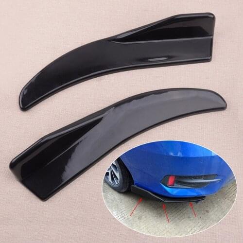 Universal 2pcs Car Side Skirt Rear Bumper Spoiler Lip Angle Splitter Diffuser Winglet Aprons Black ABS MJ-H00831-D3