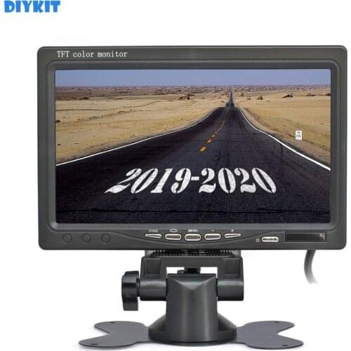 DIYKIT DC12V-24V 7 inches TFT LCD Display Rear View Car Monitor With 2 Video Input for Rear View Camera Surveillance Cameras DVD