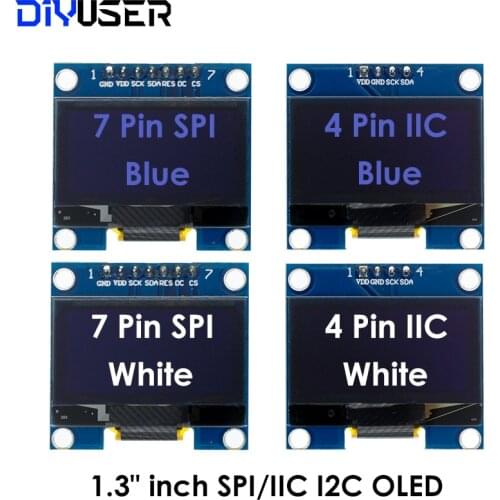 RoHS 1.3 inch OLED module white/blue SPI/IIC I2C Communicate color 128X64 1.3 inch OLED LCD LED Display Module 1.3" OLED module