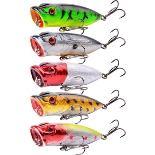 1pcs Fishing Lures 7cm/12g Topwater Popper Bait 5 Color Hard Bait Artificial Wobblers Plastic Fishing Tackle With 6# Hooks