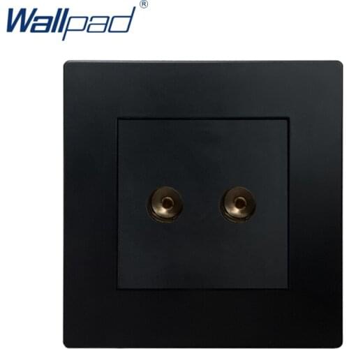 2 TV Socket Television Black PC Panel Wallpad Luxury Wall Power Electrical Outlet Sockets