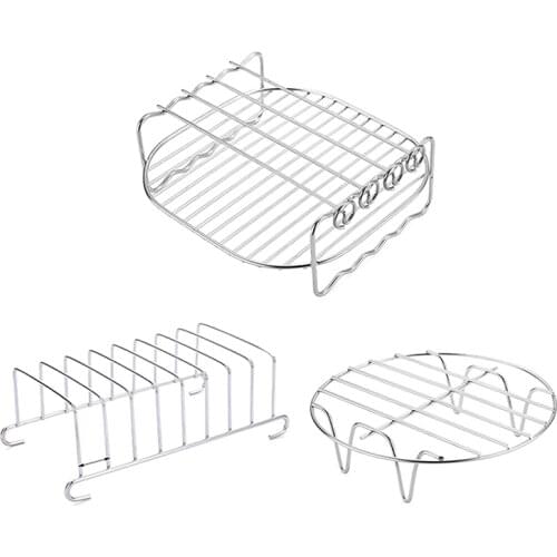 3PCS Air Fryer Accessories Air Fryer Rack Set of 3 Multi-purpose 7 Inch Double Layer Rack Metal Holder for Kitchen Tools TB S