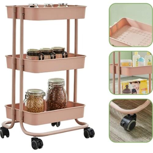 3-Tier Rolling Utility Cart Kitchen Trolley Rolling Storage Cart with Wheels Mobile Shelving Tier Storage Cart Pantry Tower Rack