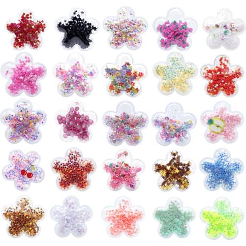 53x53mm Star Shape Transparent Qucksand Shaker Bling Sequins DIY Make Hair Clip Accessories Craft Phone Decoration,1Yc10432