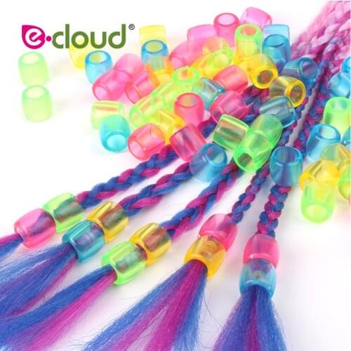 Plastic Colorful Transparent Hair Beads for Crochet Braiding Hair Extensions 50pcs to 100pcs/bag Dreadlock Braids Hair Cuffs