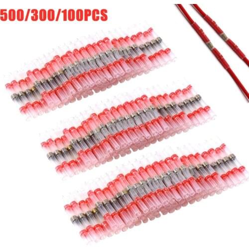 500/300PCS Solder Seal Wire Connectors Waterproof Heat Shrink Butt Connectors Electrical Wire Terminals Insulated Butt Splices
