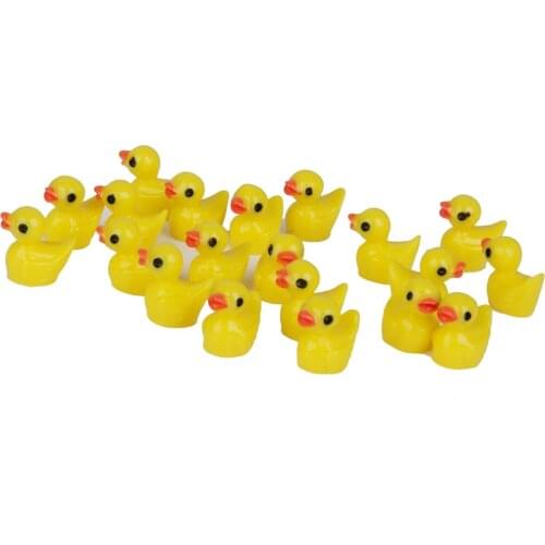 80Pcs Cute Mini Duck Statue Resin Animals Duck for Garden Yard Gifts Yellow
