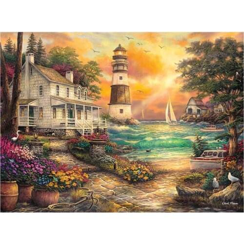 5D new full diamond lighthouse landscape mosaic diamond painting embroidery decoration home decoration