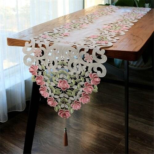 Free Shipping Embroidery Jacquar Tablecloth Coffee Cup Mat Cover Long Runner Place Wedding Table Decorate Blanket Antependium