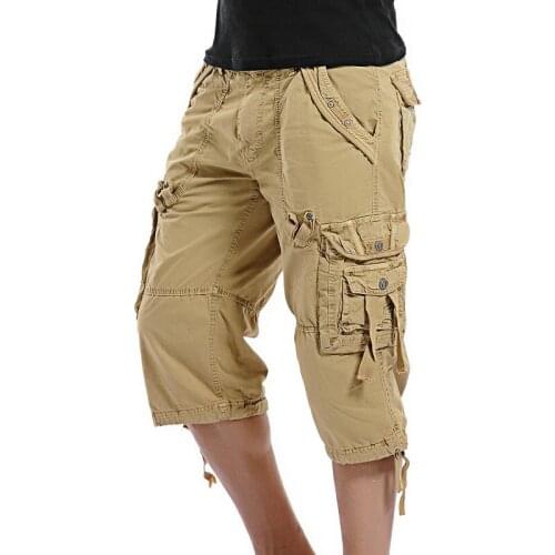 Summer New Calf-Length Cargo Pants Men Cotton Casual Outdoor Trousers Pockets Solid Tactical Casual Pants for Man