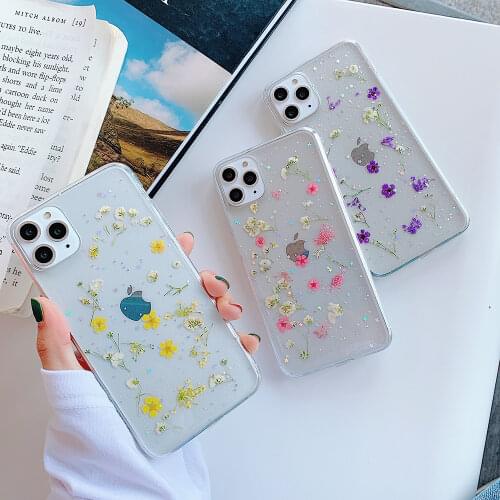 Dry flower case for iphone 11 12 pro XS Max X XR 6s 7 8 Plus SE 2020 phone cases Real floret cover on iPhone 11 Pro 12mini case
