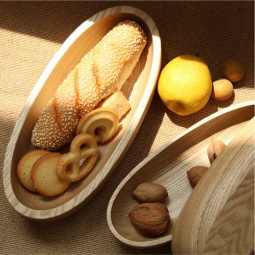 Wooden macaron tray ash mangosteen nut plate solid wood dessert plate fruit bread pastry wood plate solid wood