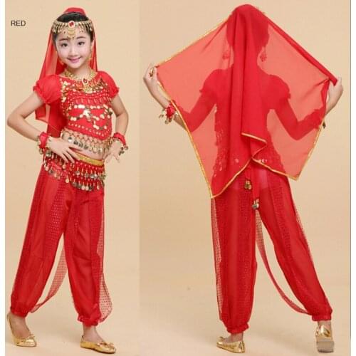 Childrens Belly Dance Set Practice Clothing Kid Girls Costumes National Dancing Performance Clothing Indian Dance Stage Clothes