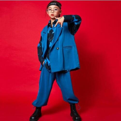 Kids Festival Cool Hip Hop Clothing Suit Tops Sleeveless Jacket Loose Streetwear Pants for Girls Boy Jazz Dance Costume Clothes